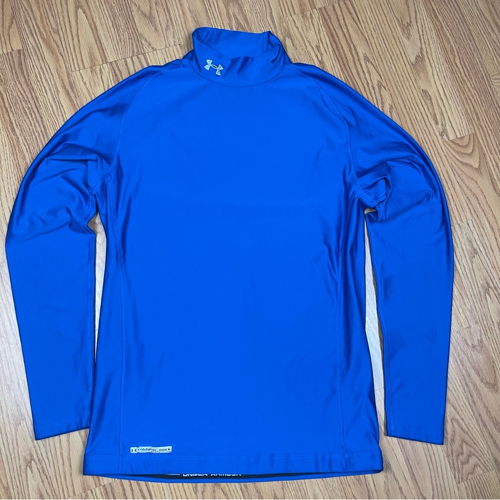 Under Armour ColdGear Royal Blue Compression Mock Neck Long Sleeve Shirt Size2XL